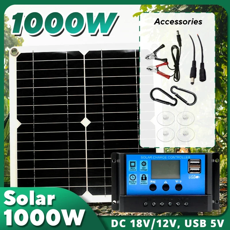 1000W Solar Panel Kit,12V Sola - Solar Emergency Charger ulasan dan harga