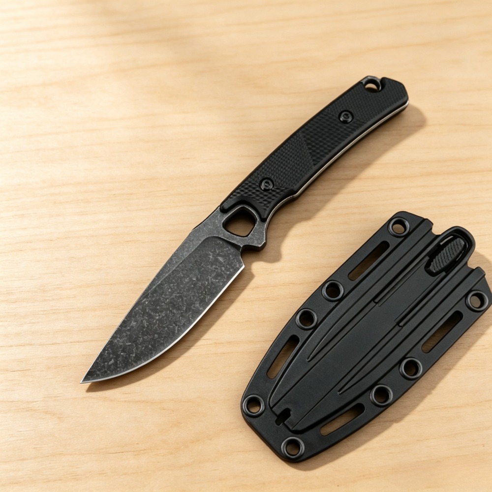 2048 EDC Straight Knife Black  - Bushcraft Knife Fixed ulasan dan harga