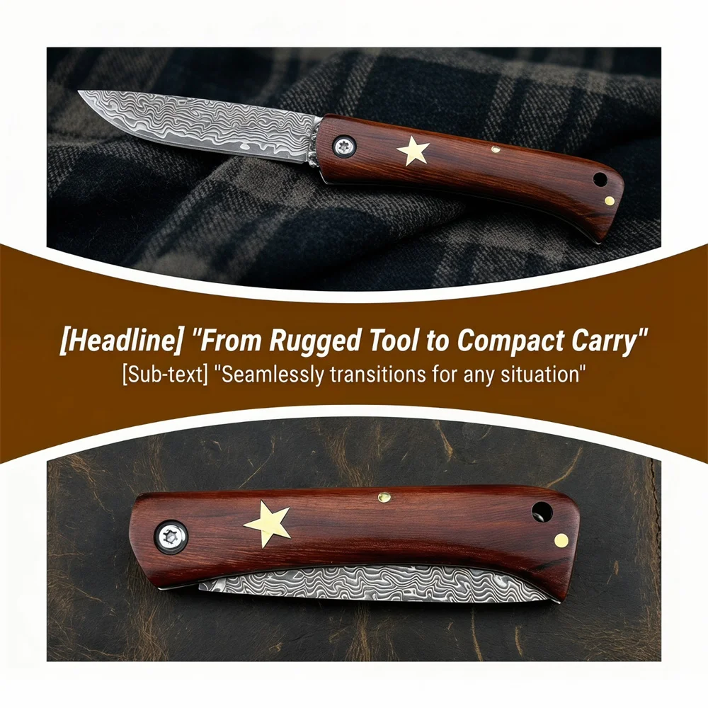 EDC Folding Pocket Knife, Prem - Bushcraft Knife Fixed ulasan dan harga